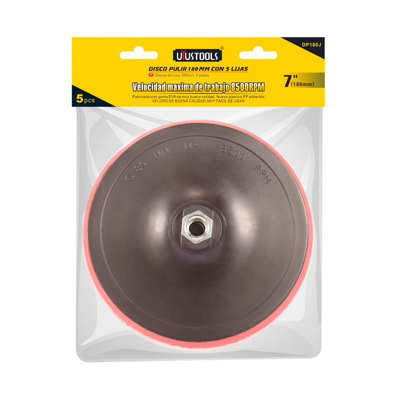 Disco goma pulir 7" + 5 lijas Uyustools (pack 2 sets)