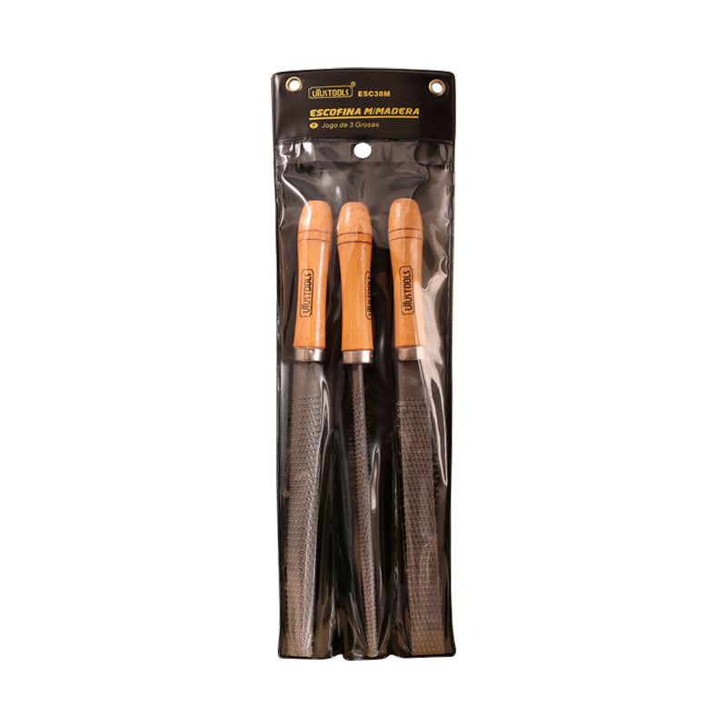 Juego 3 pcs lima bastarda 8" m/madera Uyustools (pack 2 sets)