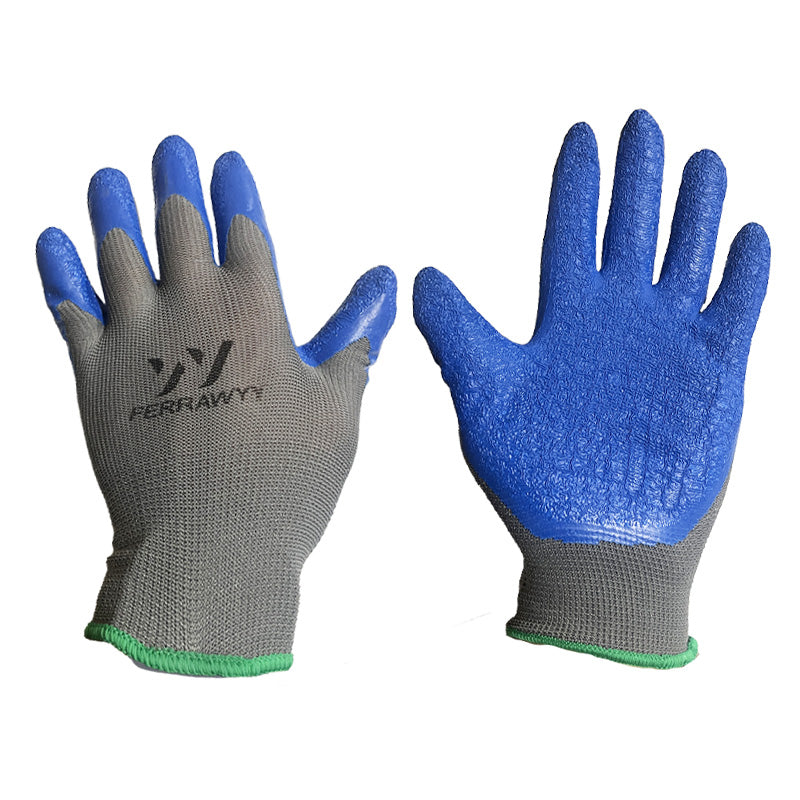 Guante tela+goma 0016 (gris+azul) 7" fwyy-yt (pack 6 pares)