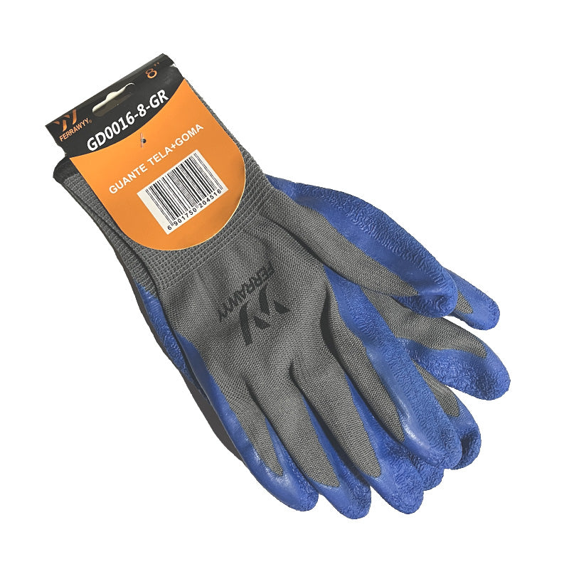 Guante tela/goma 8'' azul fwyy (pack 6 pares)