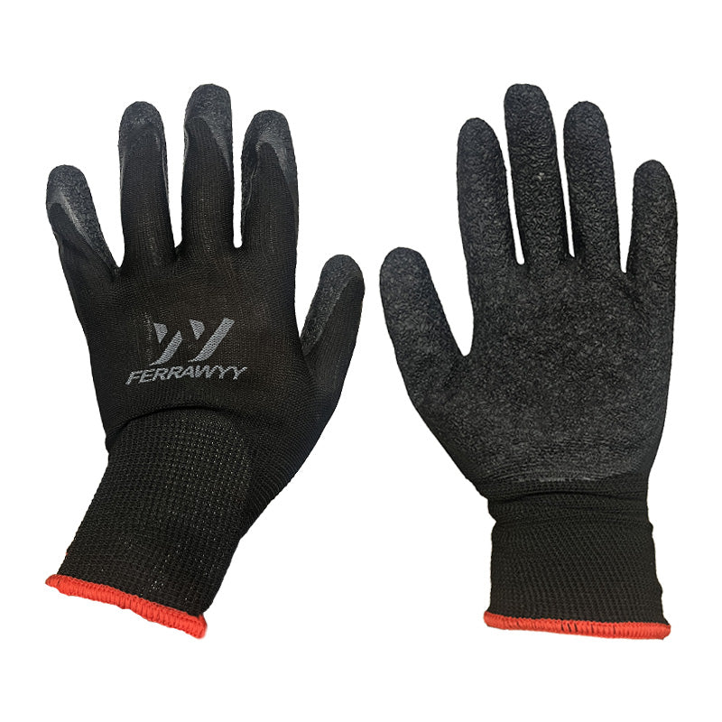Guante tela+goma GD0016-8'' negra fwyy-yt (pack 12 pares)