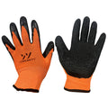 Guante tela+goma 0016 (naranjo+negro) 8" fwyy-yt (pack 12 pares)