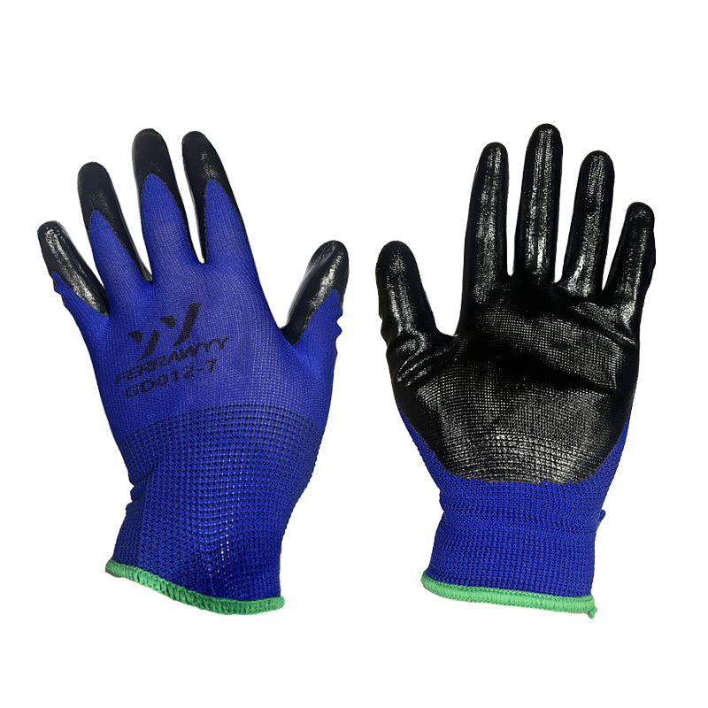 Guante tela+goma azul negro 7" fwyy-yt (pack 12 pares)