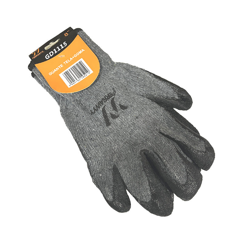Guante tela/goma 8'' gris fwyy (pack 6 pares)