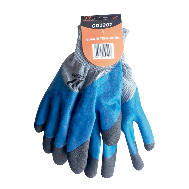 Guante tela/goma 9'' azul fwyy (pack 6 pares)