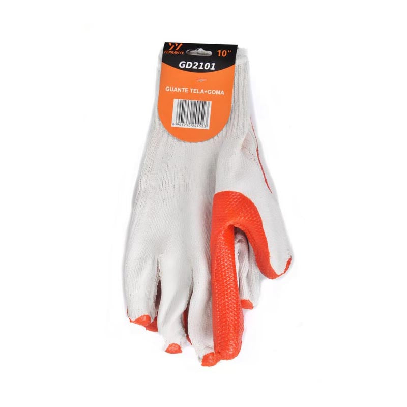 Guante tela/goma 10'' blanco fwyy (pack 12 pares)