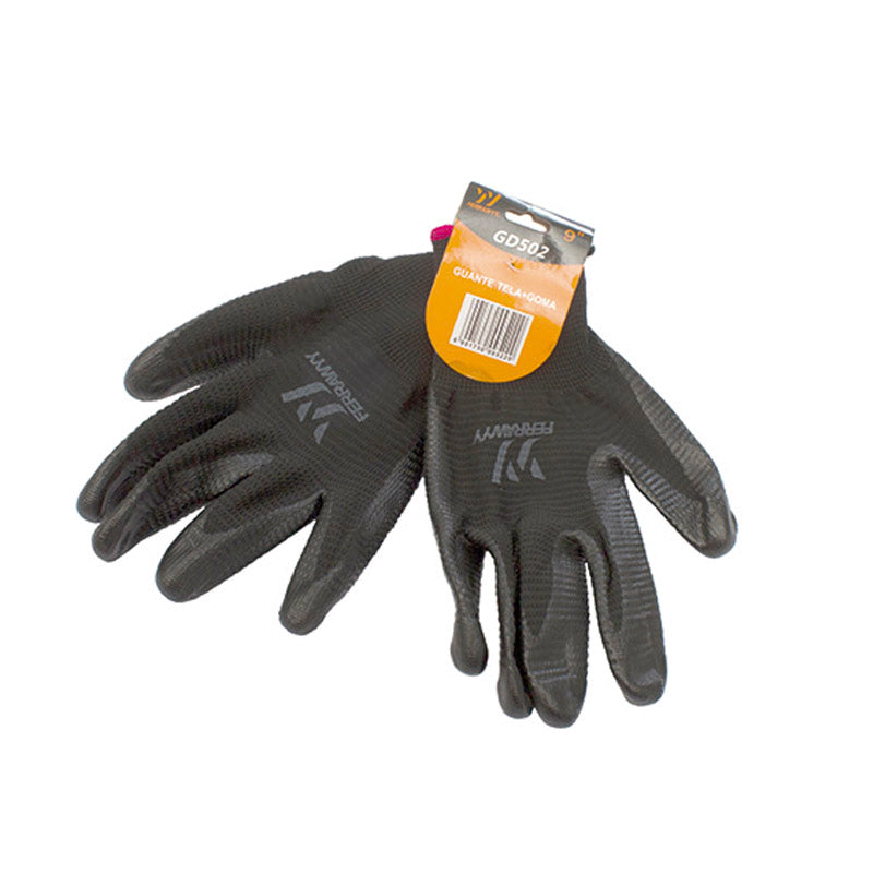 Guante tela/goma 9'' negro fwyy (pack 5 pares)