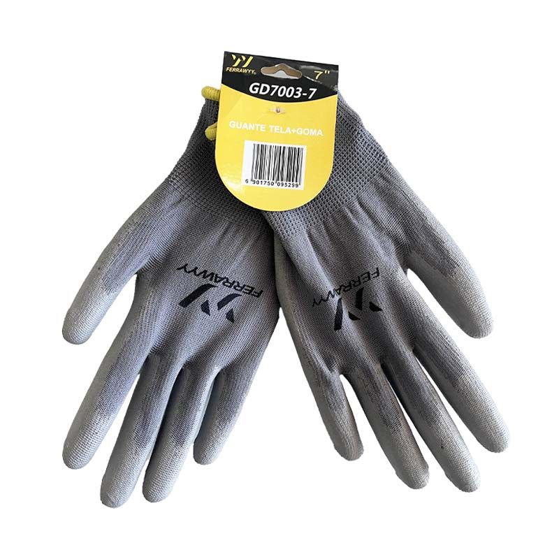 Guante tela/goma 7'' gris fwyy (pack 6 pares)