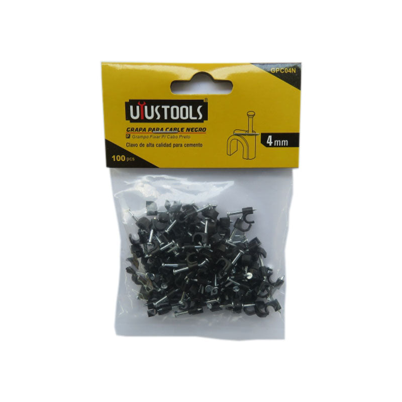 Grapa para cable negro 4MM 100PCS/SET UYU (pack 10 sets)