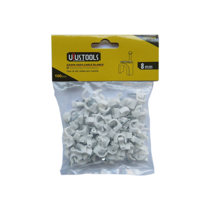 Grapa para cable blanco 8MM 100PCS/SET UYU (pack 10 sets)