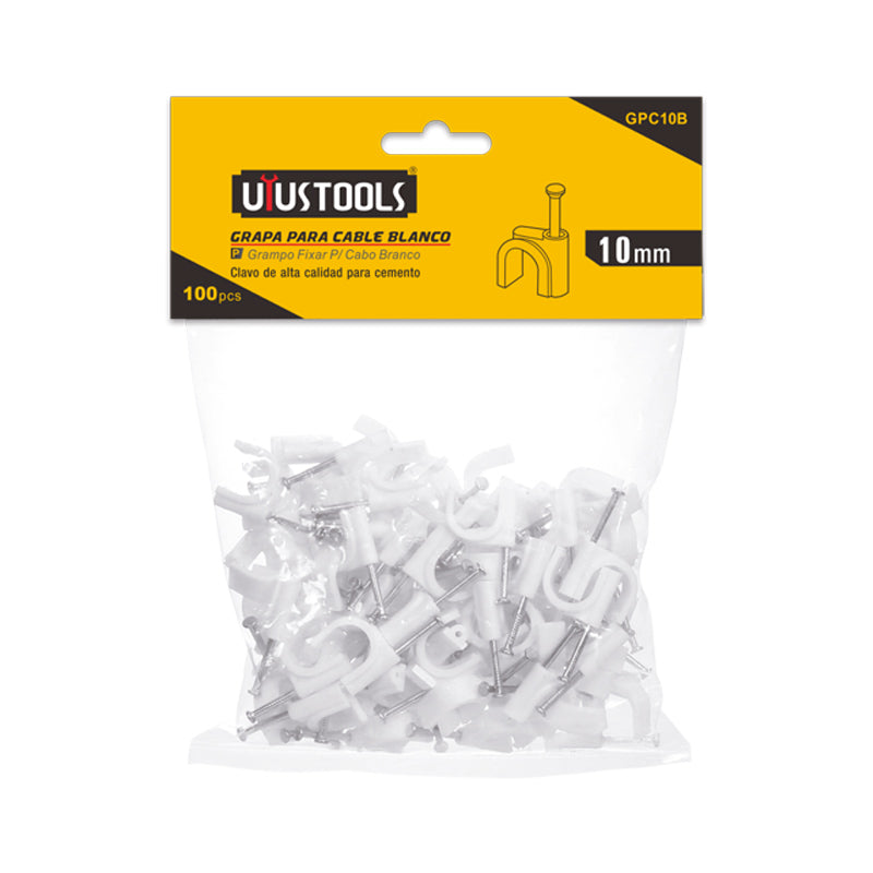 Grapa para cable blanco 10MM 100PCS/SET UYU (pack 10 sets)