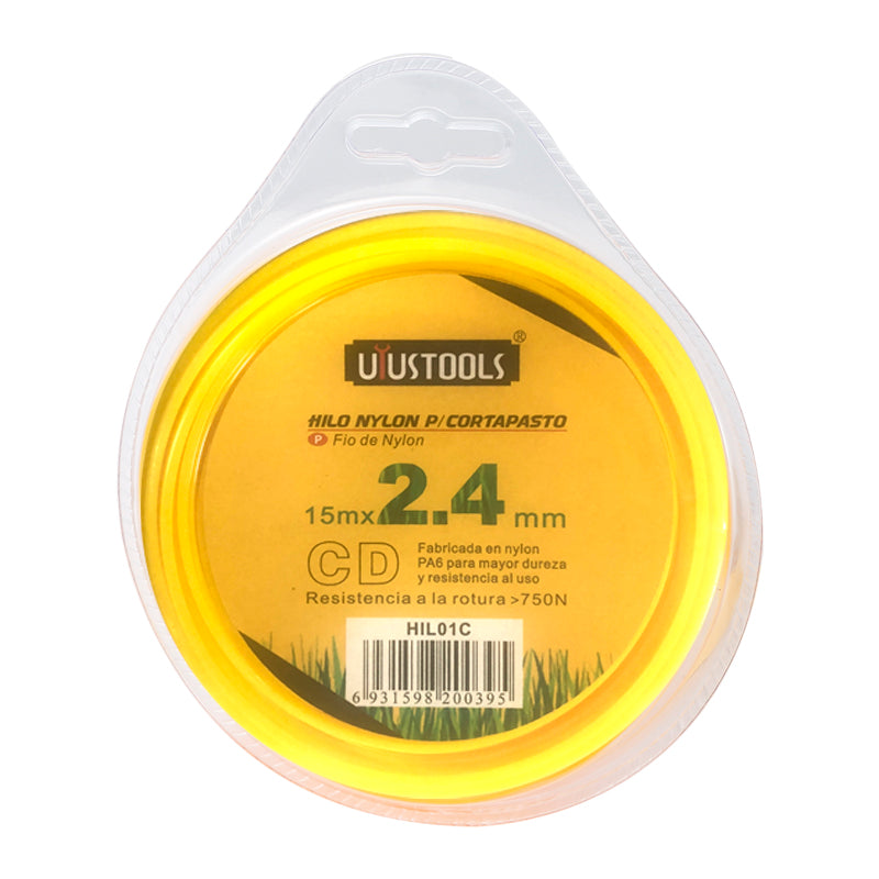 Nylon orilladora 2,4mm x 15mts cd Uyustools (pack 5 unidades)