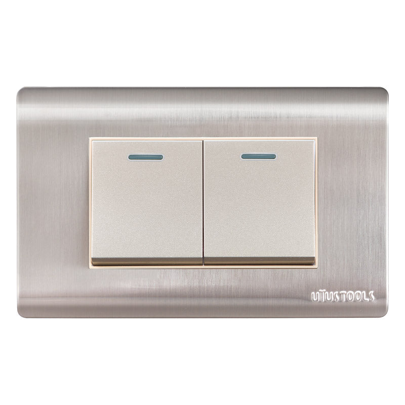 Interruptor doble 16A emp acero-inox curva UYU (pack 5 unidades)