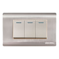 Interruptor triple 16A emp acero inox curva UYU (pack 2 unidades)