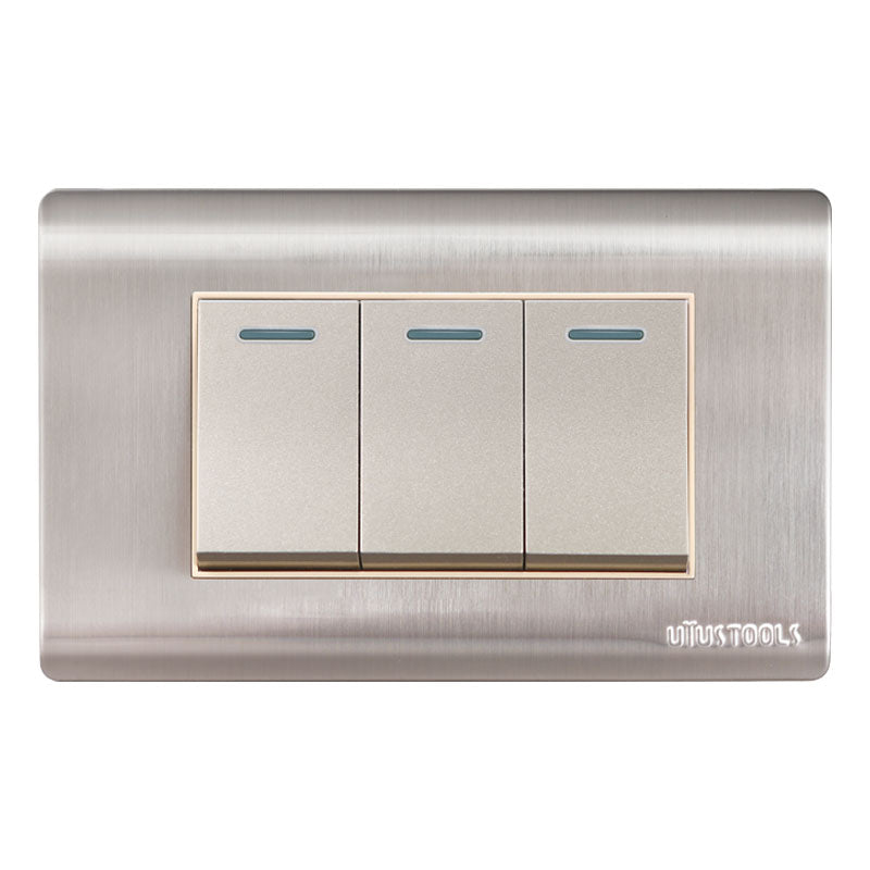 Interruptor triple 16A emp acero inox curva UYU (pack 2 unidades)