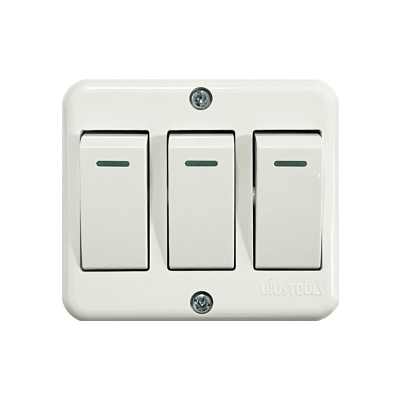 Interruptor sobrepuesto triple 10A blanca uyus (pack 10 unidades)