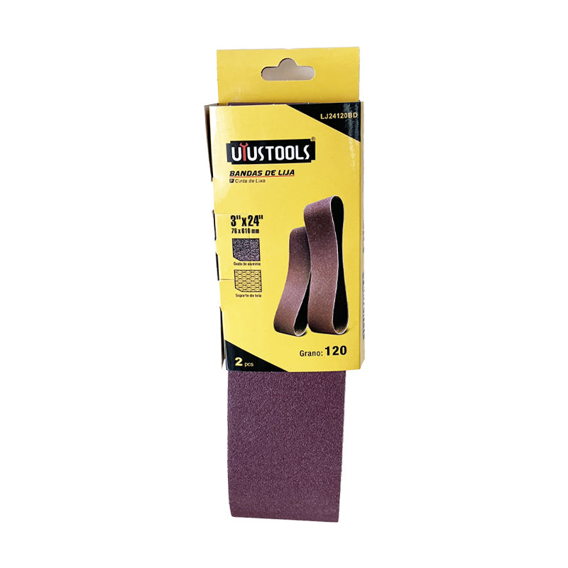 Bandas de lija 2PCS 3"X24" 120# UYU (pack 5 sets)