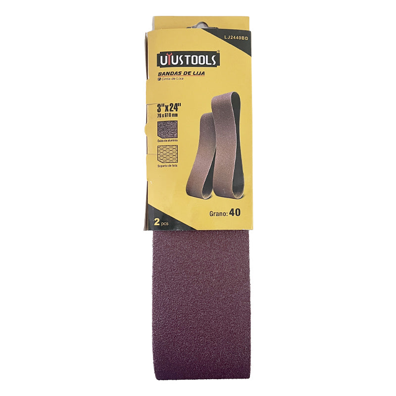 Bandas de lija 2PCS 3"X24" 40# UYU (pack 5 sets)