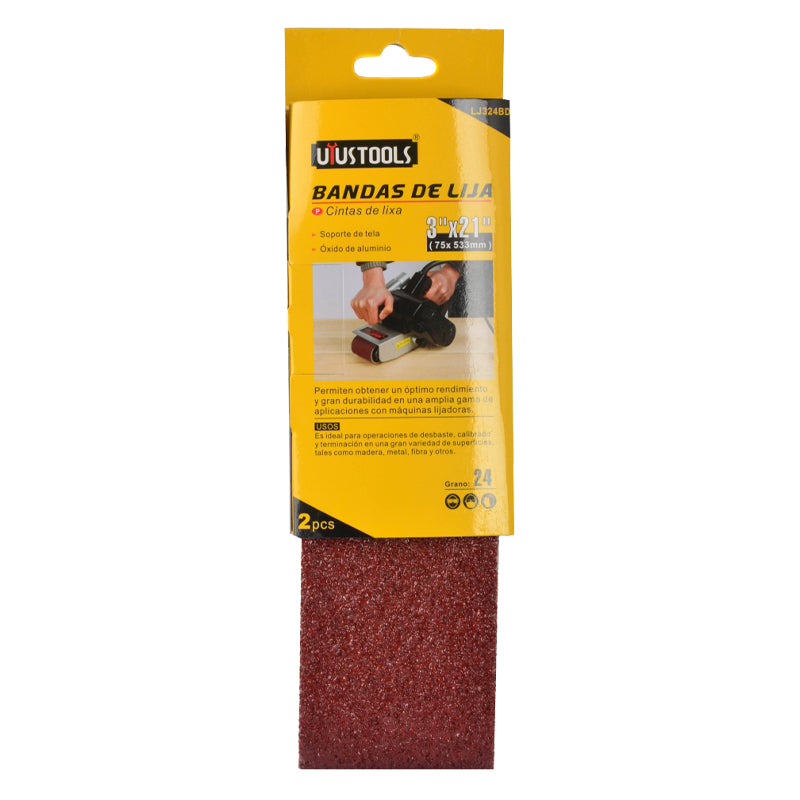 Set 2 un banda de lija 3" x 21" #24 Uyustools (pack 5 sets)