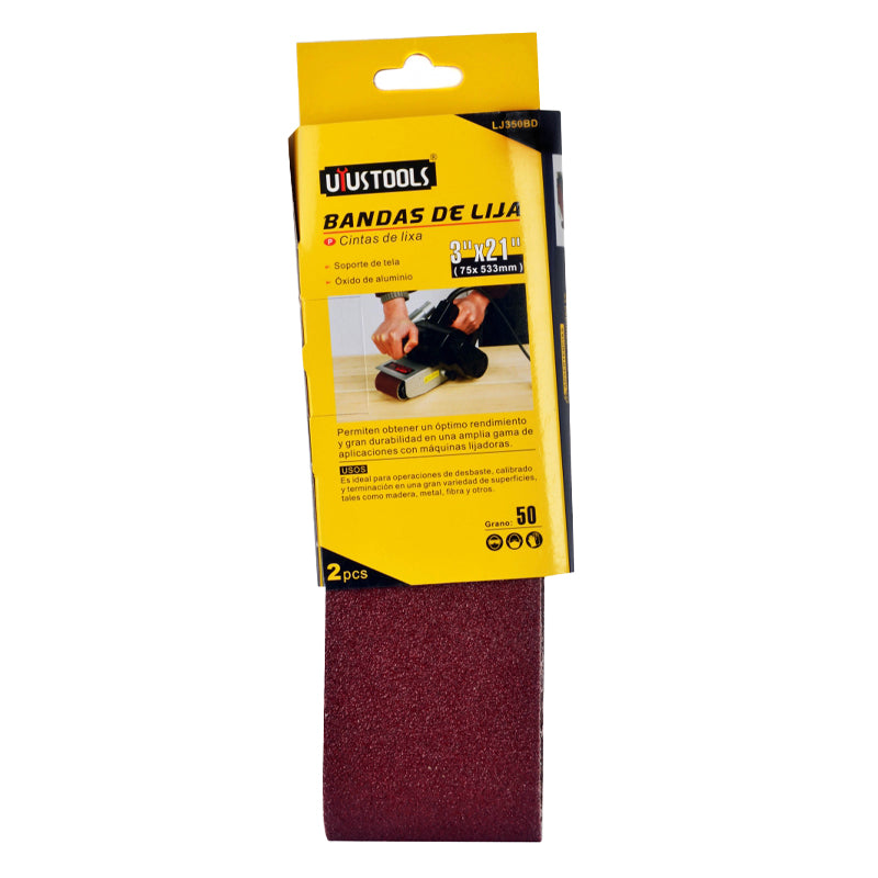 Set 2 un banda de lija 3" x 21" #50 Uyustools (pack 5 sets)