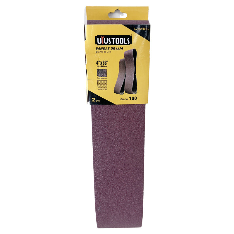 Bandas de lija 2PCS 4"X36" 100# UYU (pack 2 sets)