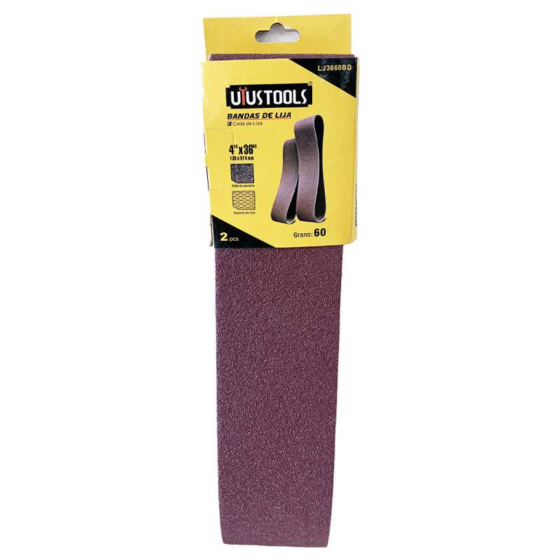 Bandas de lija 2PCS 4"X36" 60# UYU (pack 2 sets)