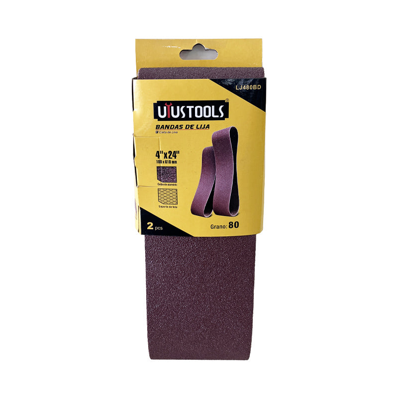 Set 2 un banda de lijas 4" x 24" #80 Uyustools (pack 5 sets)