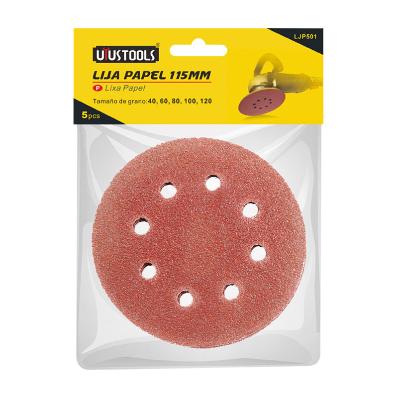 Set 5 pcs lijas roto orbital 4 1/2" Uyustools (pack 10 sets)