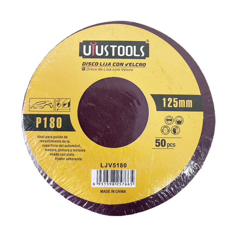Disco lija con velcro 50UN/SET 125MM #180 UYU