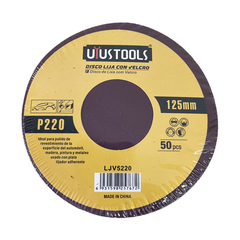 Set 50 un disco lija con velcro 5" #220 UYU