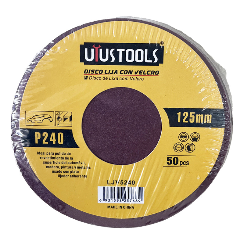 Set 50 un disco lija con velcro 5" #240 UYU