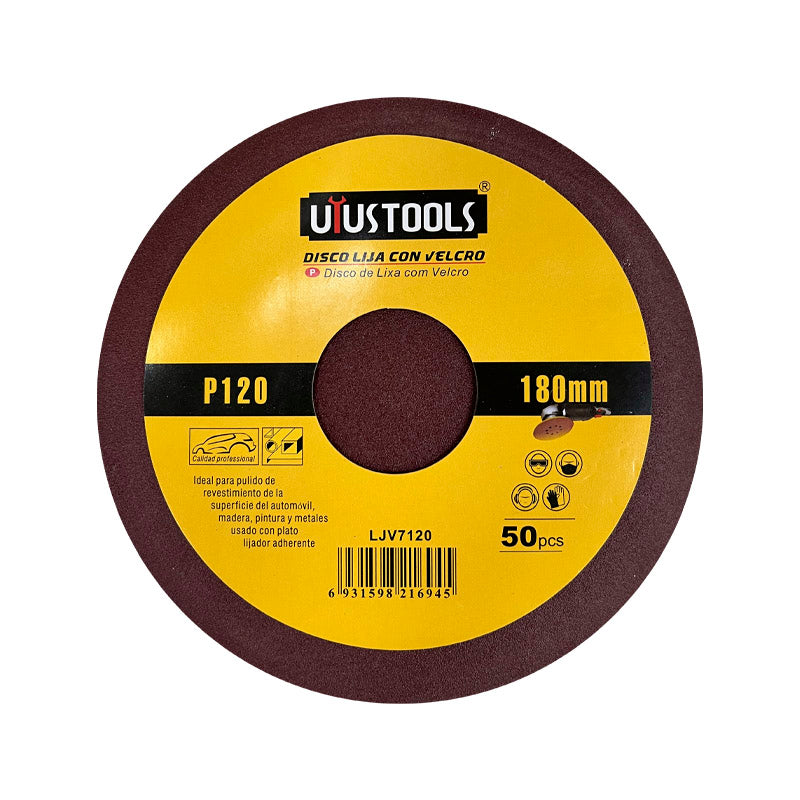 Set 50 un disco lija con velcro 7" #120 UYU
