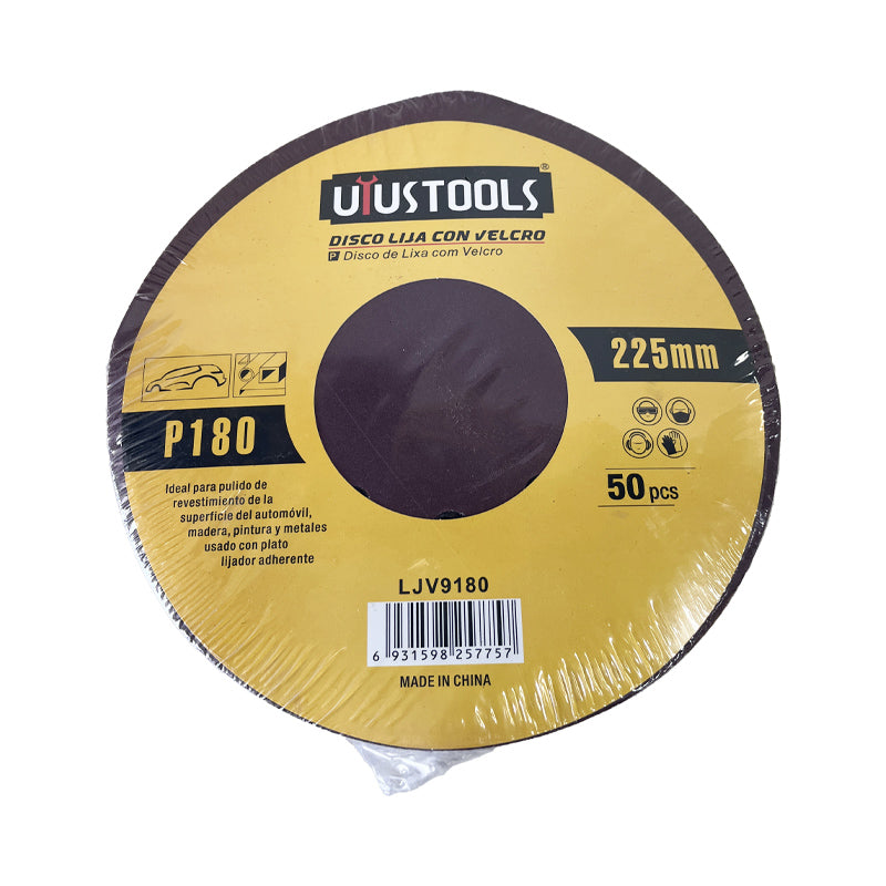 Disco lija con velcro 50UN/SET 225MM #180 UYU