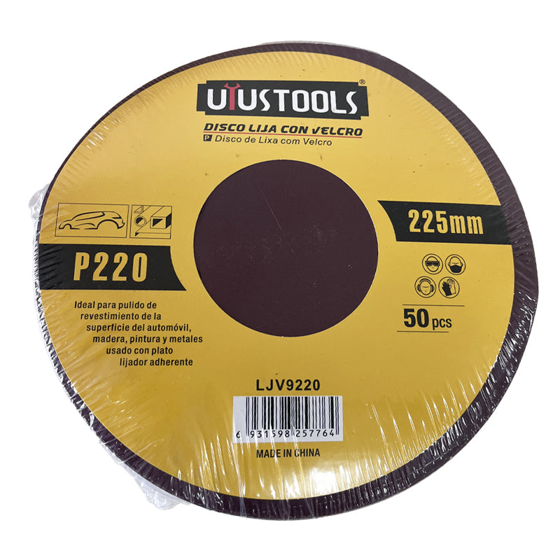 Set 50 un disco lija con velcro 9" #220 UYU