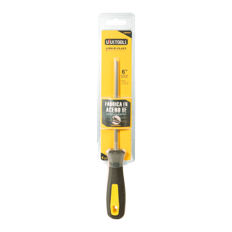 Lima redonda fina 6" mgo plastico Uyustools (pack 6 unidades)