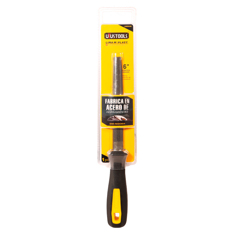 Lima media caña fina 6" mgo plastico Uyustools (pack 6 unidades)