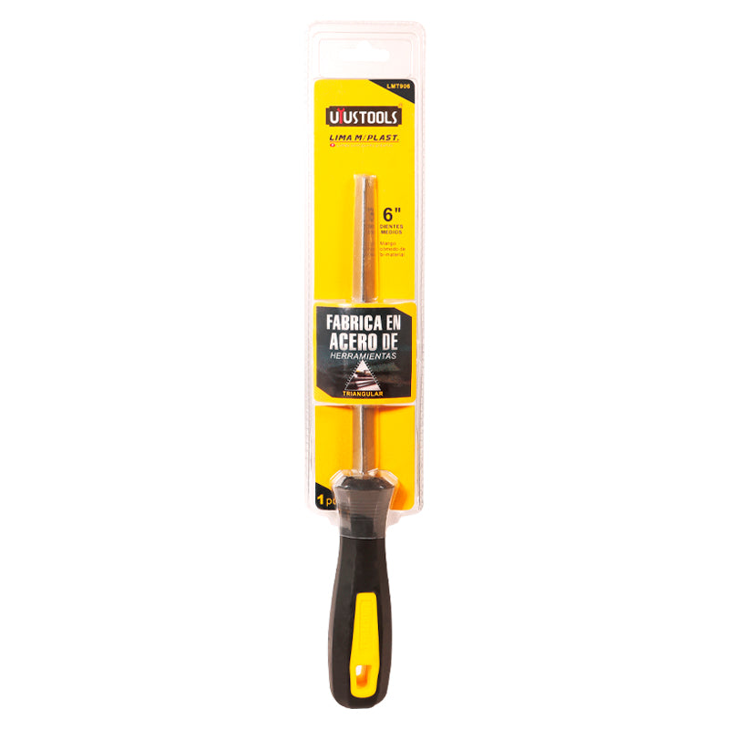 Lima triangular fina 6" mgo plastico Uyustools (pack 6 unidades)
