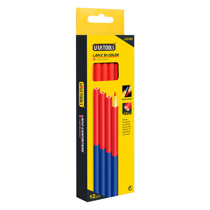 Caja lapiz carpintero bicolor 12 un UYU (pack 2 sets)