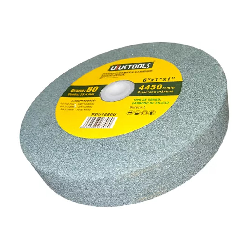 Piedra p/esmeril,carburo silicio verde 6"x1" #80 UYU