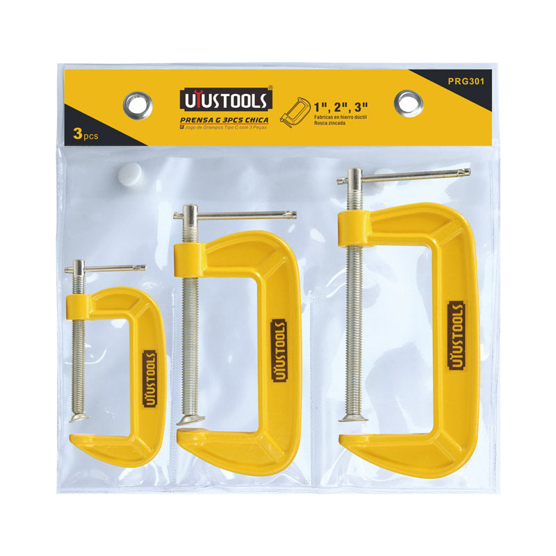 Set 3 pcs prensa g 1"/2"/3" Uyustools (pack 2 sets)