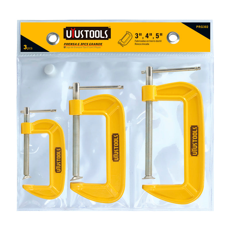 Set 3 pcs prensa g 3"/4"/5" Uyustools