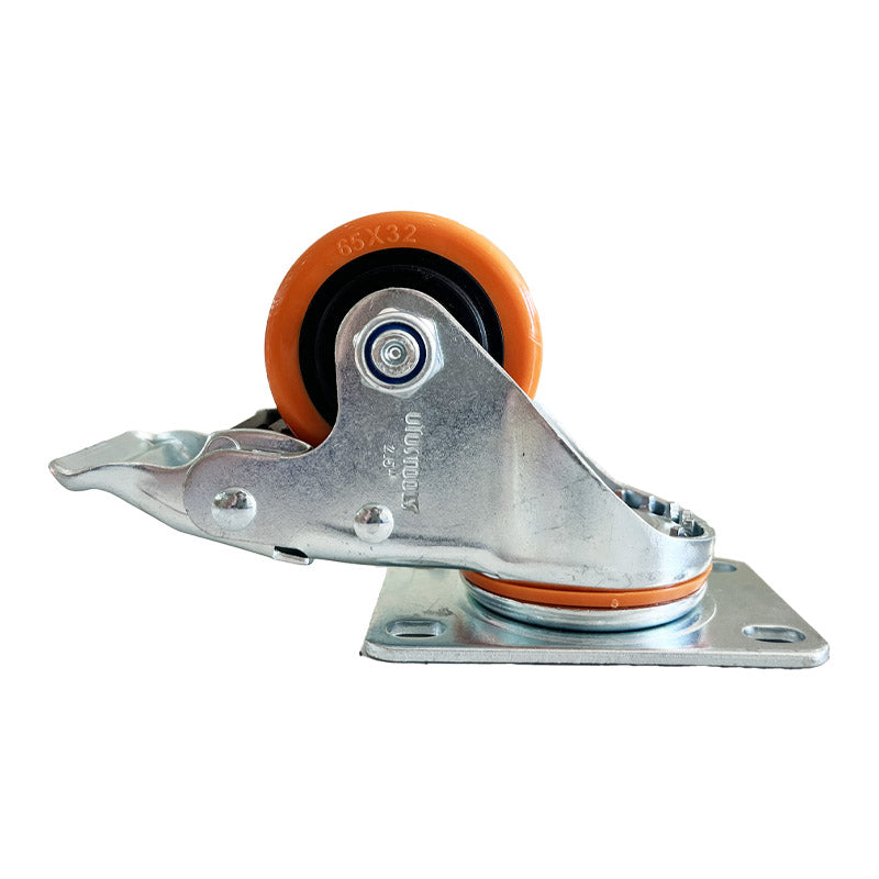 Rueda industrial pvc/naranjo con freno 80KG 2.5'' UYU (pack 2 unidades)