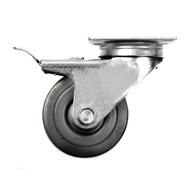 Rueda industrial gris 2" con freno (pack 3 unidades)
