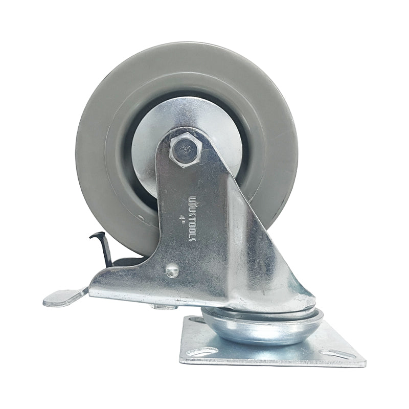 Rueda industrial 4" gris con freno (pack 2 unidades)