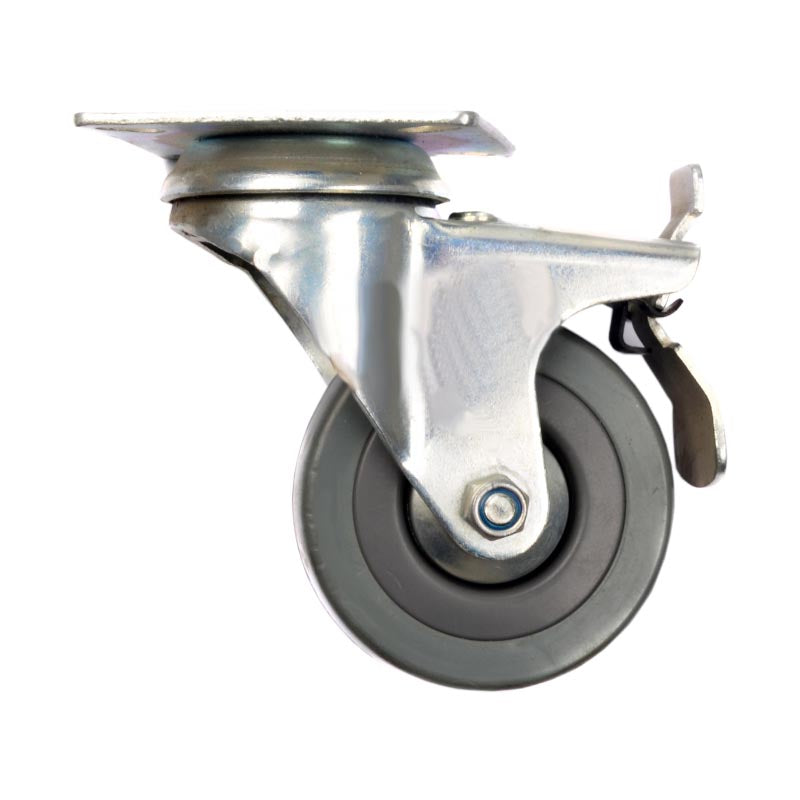 Rueda industrial gris 2.5" con freno (pack 2 unidades)