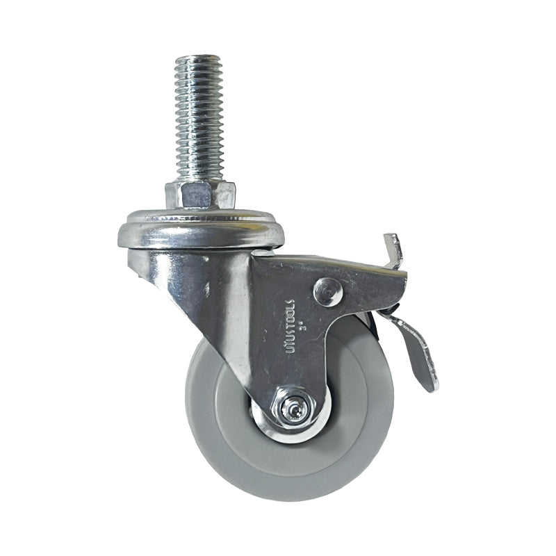 Rueda industrial gris rosca con freno 2" 40KG UYU (pack 4 unidades)