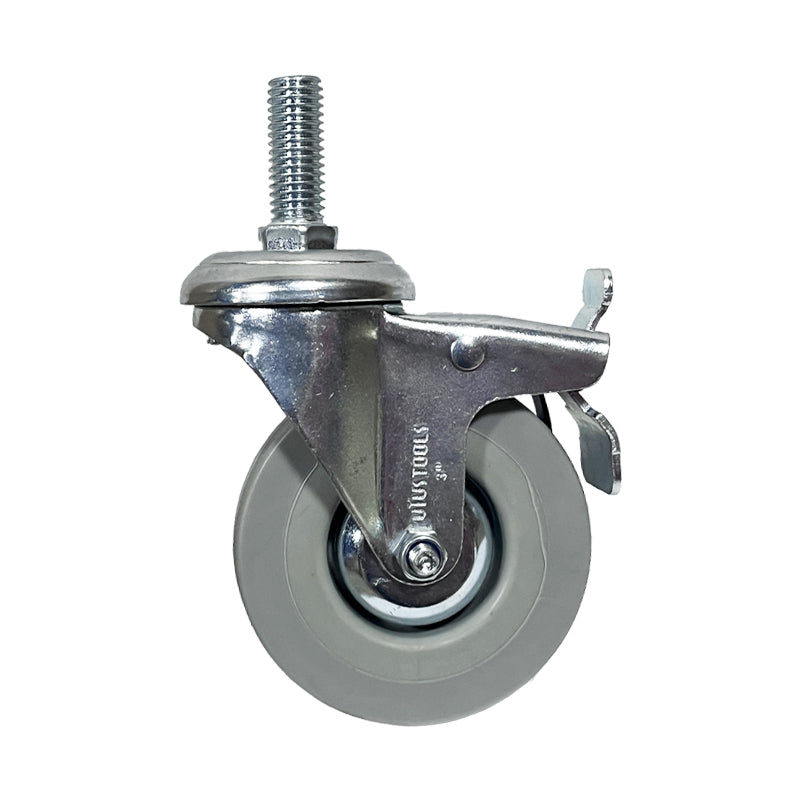 Rueda rosca gris con freno 3" (pack 2 unidades)