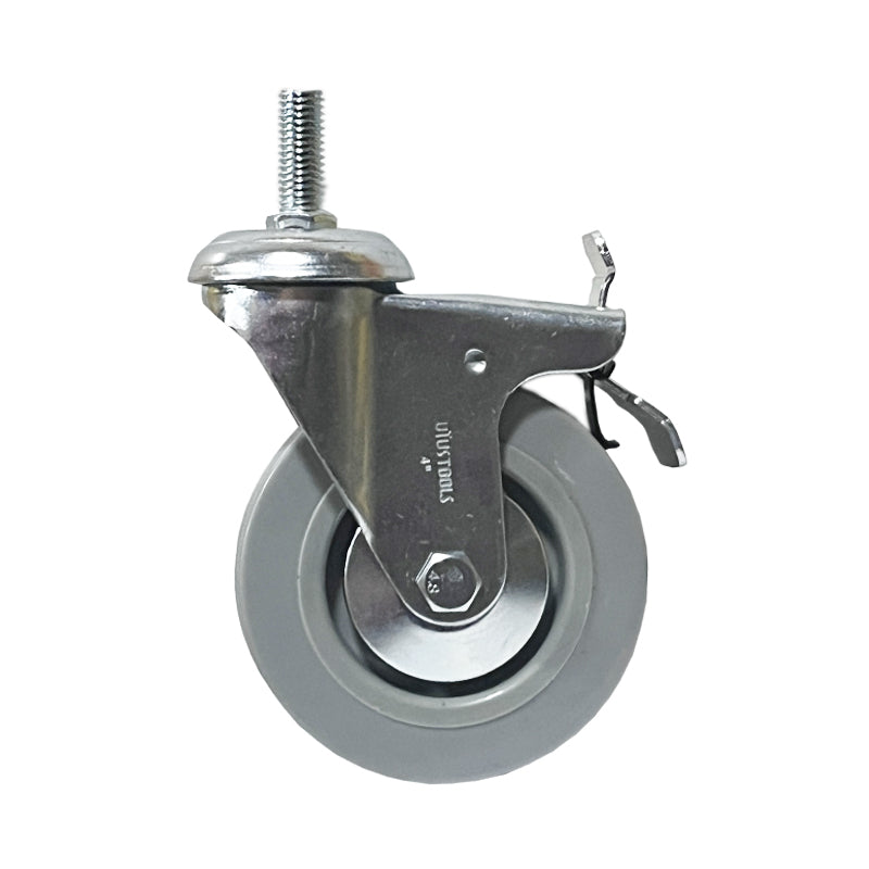 Rueda industrial gris rosca con freno 4" 80KG UYU (pack 2 unidades)