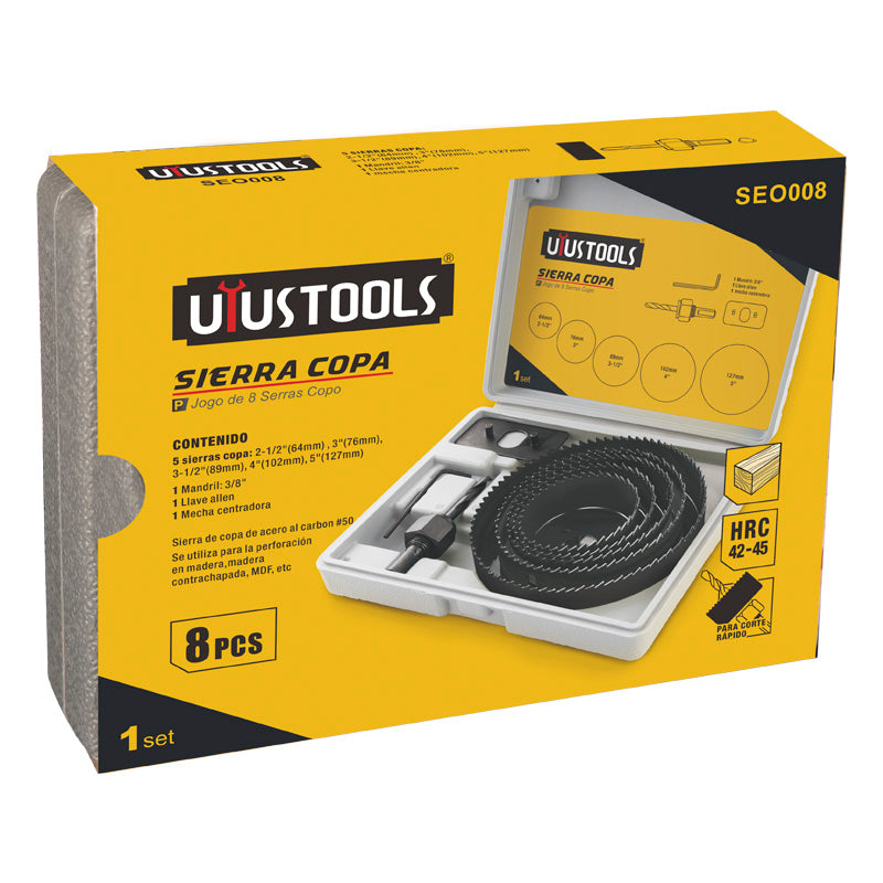 Juego 8 pcs sierra copa y acc. Uyustools