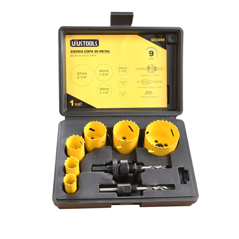 Juego 9 pcs sierra copa bimetal y acc. Uyustools